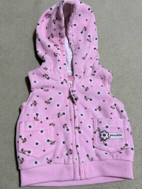 Pink Floral Hooded Vest - 'Princess' Patch
